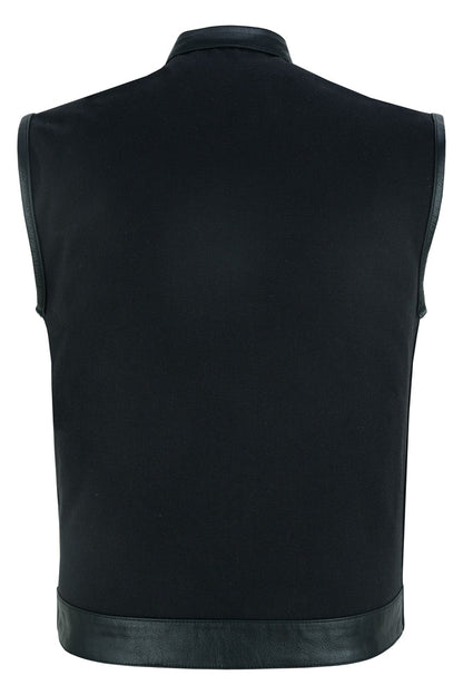 DS685 Canvas Material Single Back Panel Concealment Vest W/Leather Tr