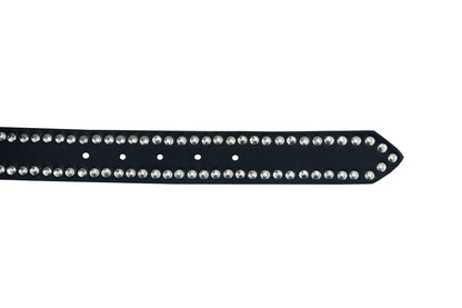 BLT2018 Black Leather Belt with Silver Studs and Skulls