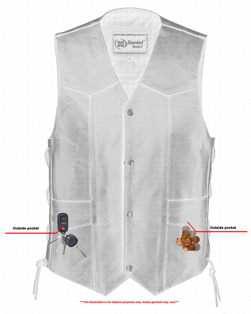 RC Men's Traditional Leather side lacing Vest - Black