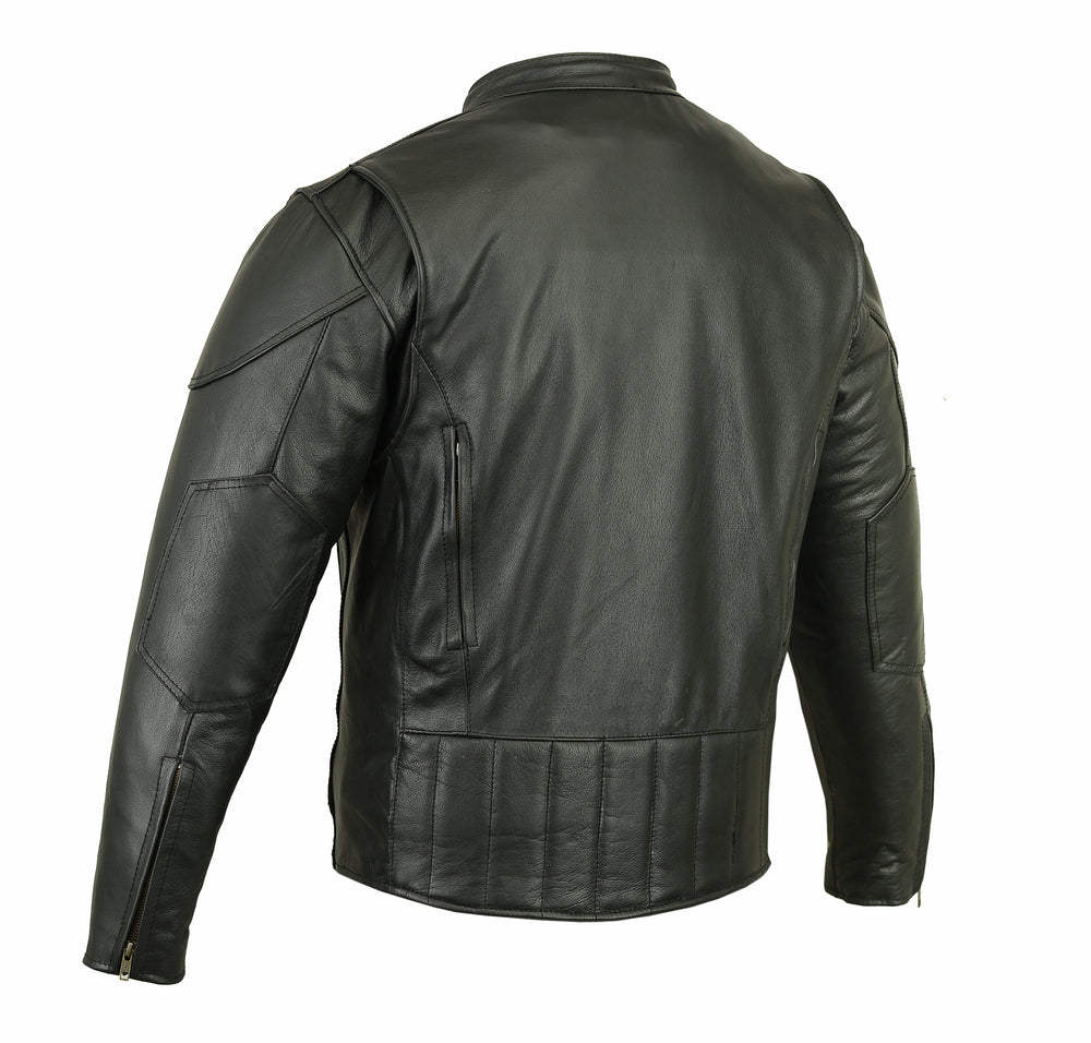RC Men’s Black Vented Motorcycle Jacket with Plain Sides