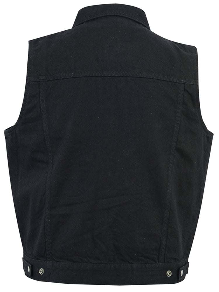 DM Men's Snap/Zipper Front Black  Denim Motorcycle Vest