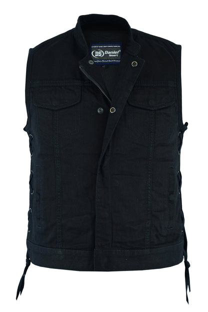 DM Women's Advance Side Laces Black Construction Denim Vest