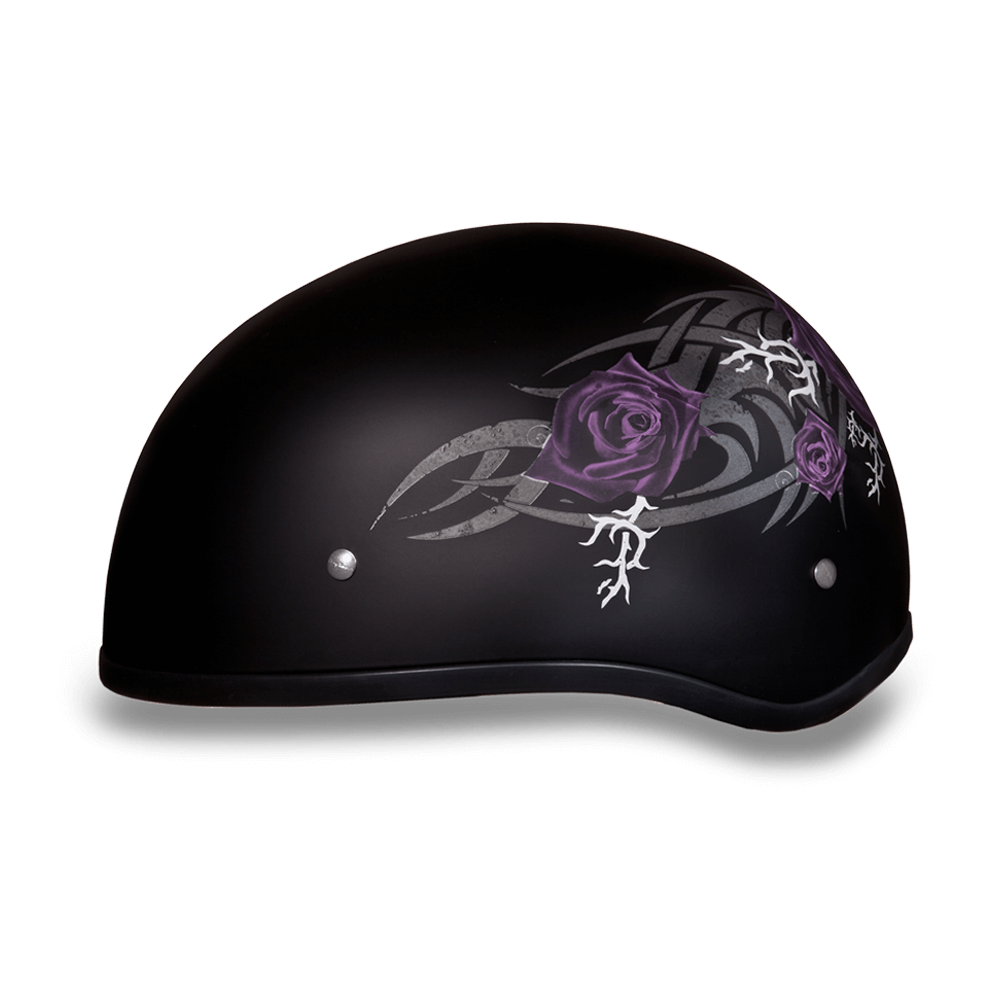 D6-PR D.O.T. DAYTONA SKULL CAP - W/ PURPLE ROSE