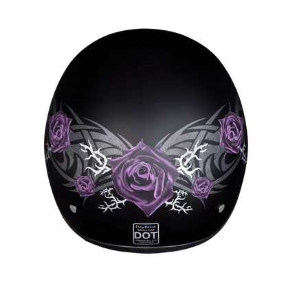 D6-PR D.O.T. DAYTONA SKULL CAP - W/ PURPLE ROSE