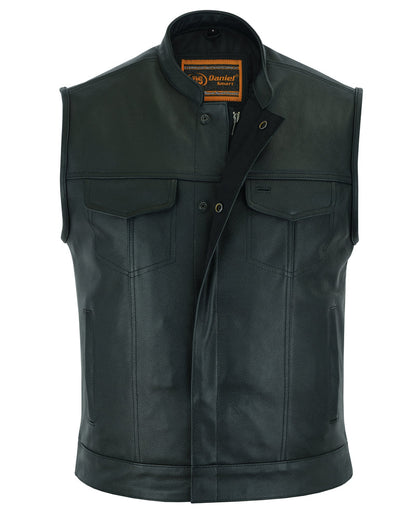 RC Blackhawk Scoop Collar Men's Motorcycle Vest - Smart Access Pocket & Hidden Zipper