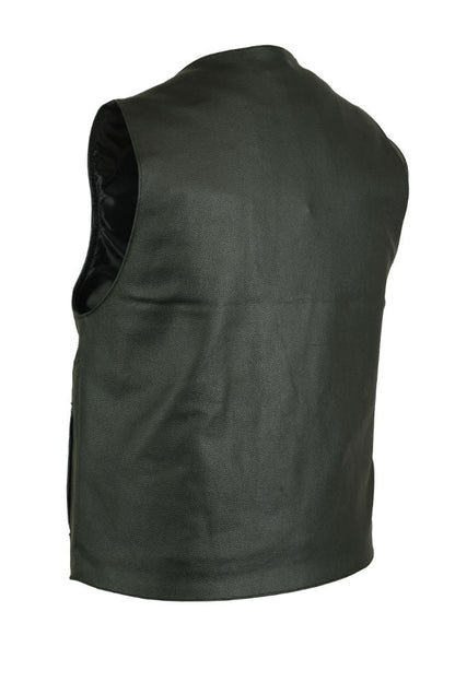 RC Men's Milled Single Back Panel Leather  Vest - Black