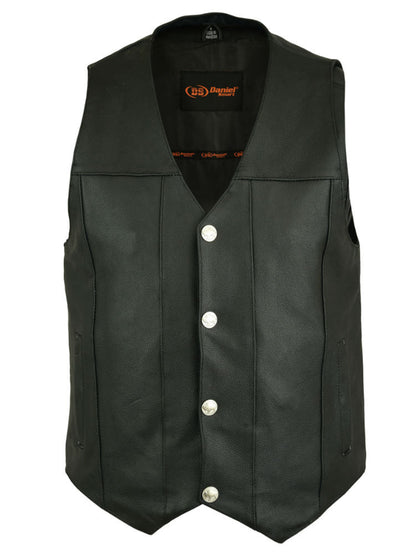 RC Men's Milled Single Back Panel Leather  Vest - Black