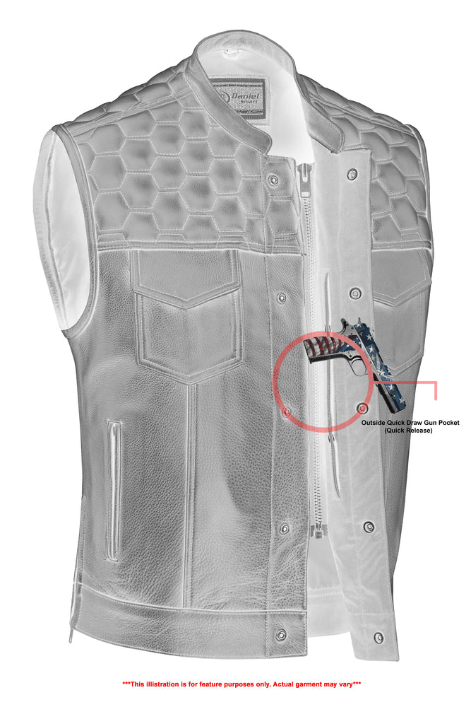 RC Whiskey Men's Motorcycle Leather Vest - Black