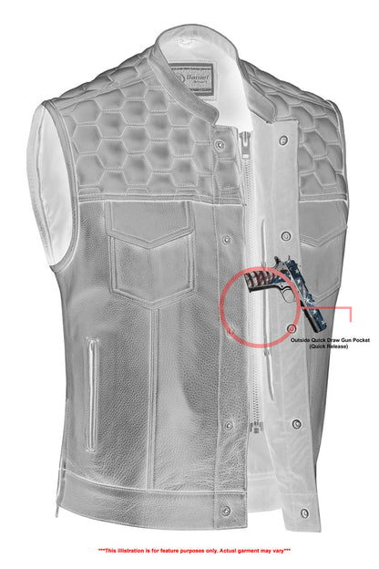 RC Whiskey Men's Motorcycle Leather Vest - Black
