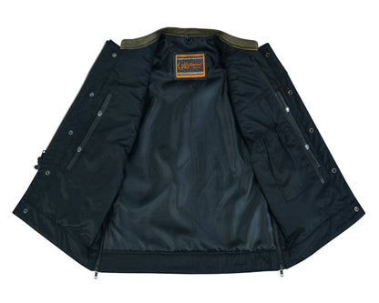 RC Whiskey Men's Motorcycle Leather Vest - Black