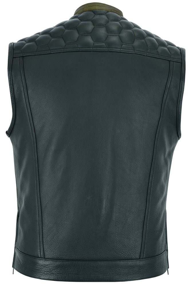 RC Whiskey Men's Motorcycle Leather Vest - Black