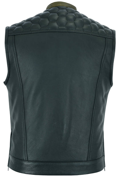 RC Whiskey Men's Motorcycle Leather Vest - Black