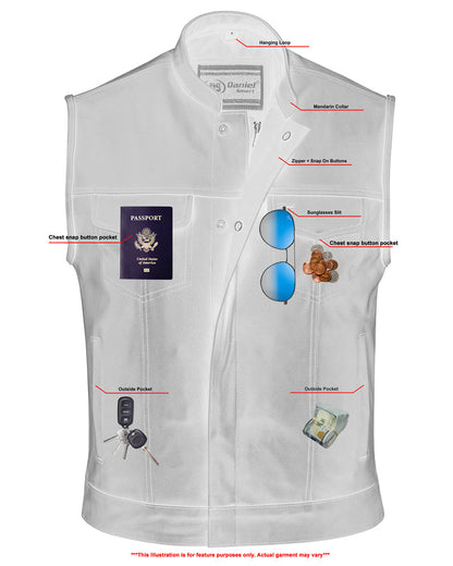 RC Blackhawk Scoop Collar Men's Motorcycle Vest - Smart Access Pocket & Hidden Zipper