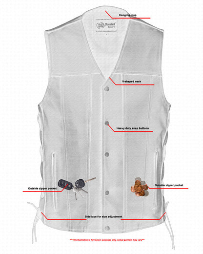 RC Men's Tall Classic Tapered Bottom Biker Leather Vest- Black