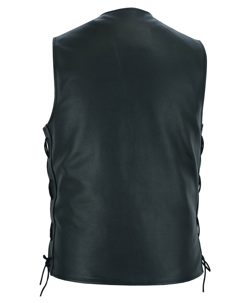 RC Men's Tall Classic Tapered Bottom Biker Leather Vest- Black