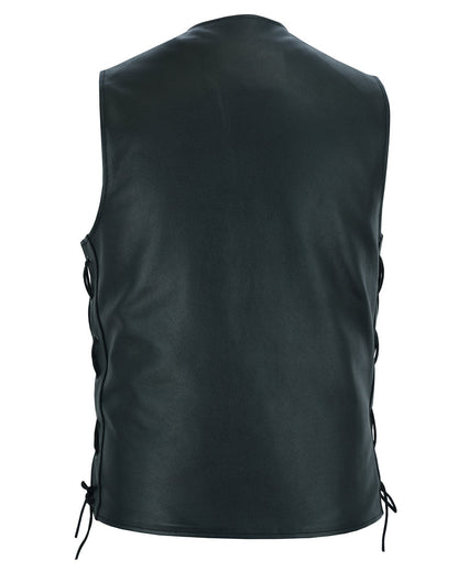 RC Men's Tall Classic Tapered Bottom Biker Leather Vest- Black