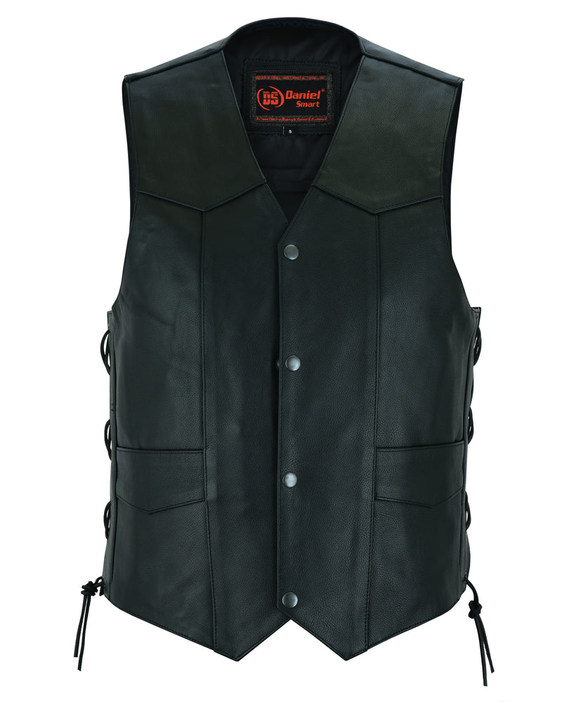 RC Men's Traditional Leather side lacing Vest - Black