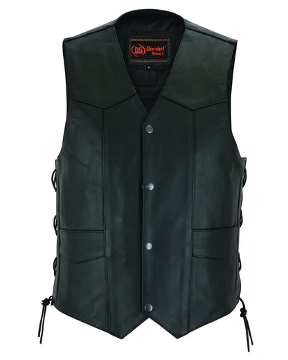 RC Men's Traditional Leather side lacing Vest - Black