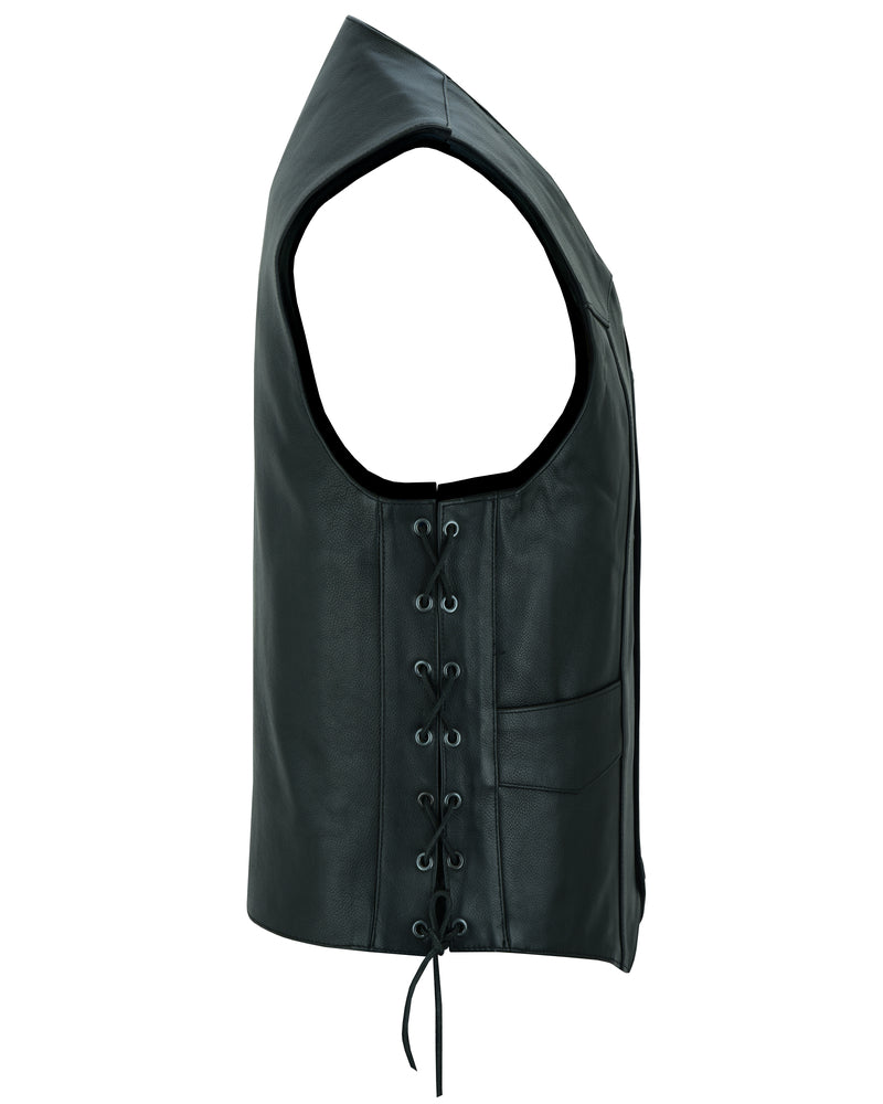 RC Men's Traditional Leather side lacing Vest - Black
