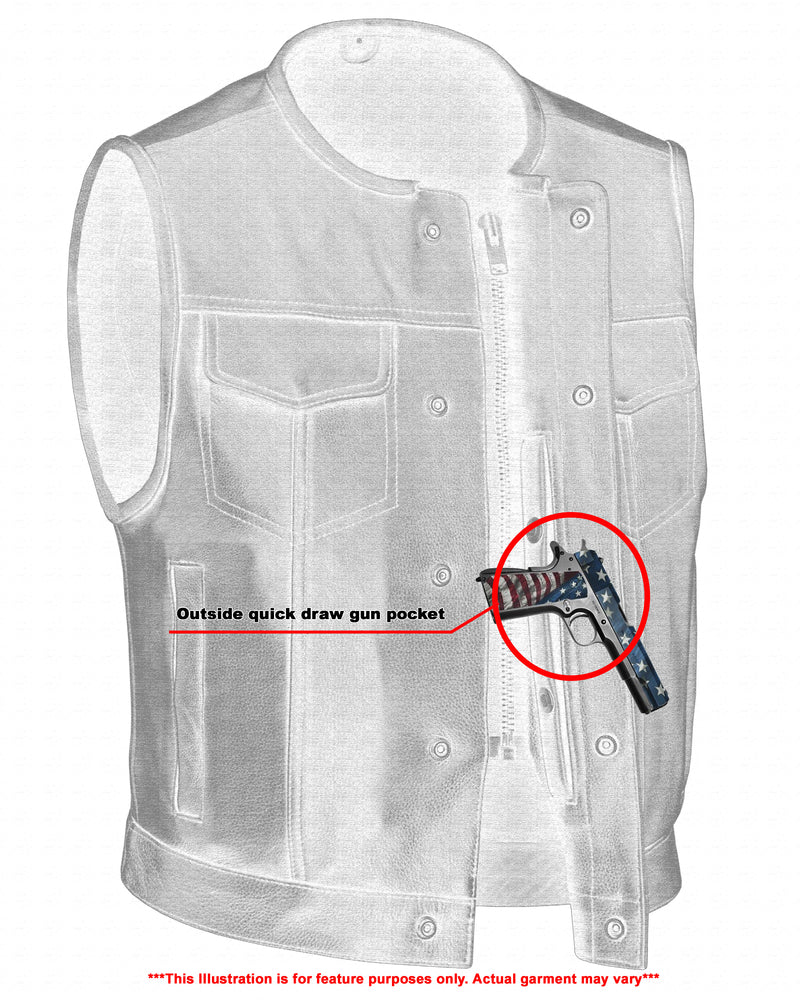 RC Men's Drop Zone Leather Motorcycle Vest – Black