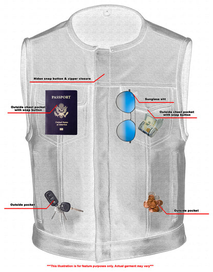 RC Men's Drop Zone Leather Motorcycle Vest – Black