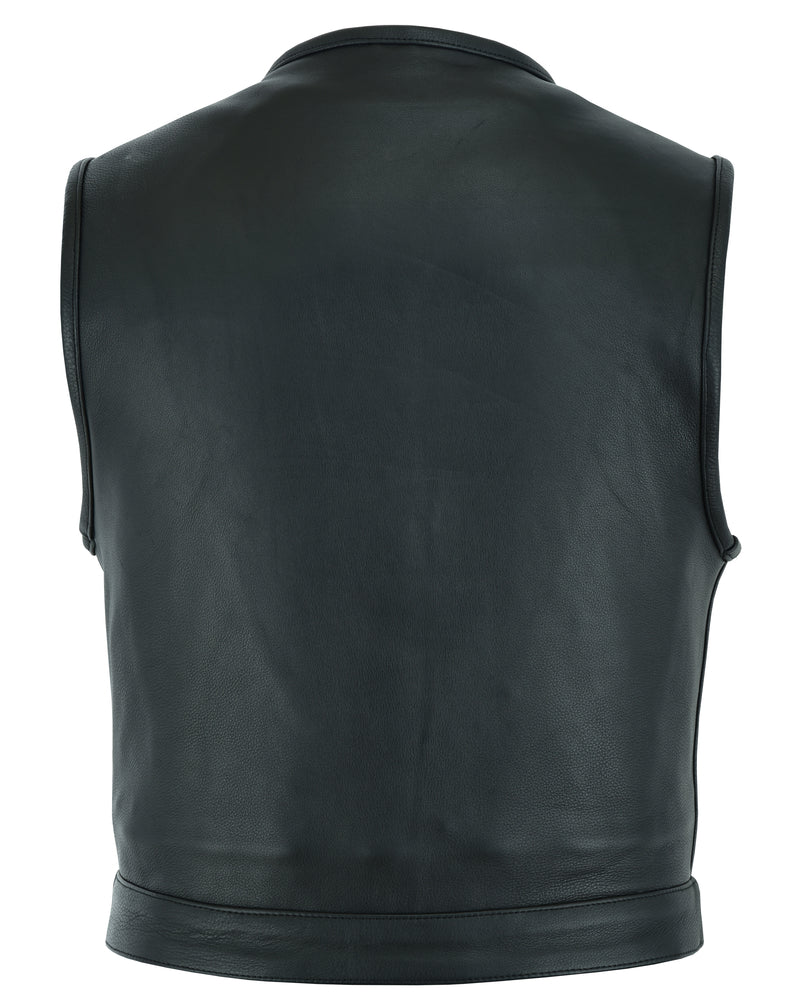RC Men's Drop Zone Leather Motorcycle Vest – Black