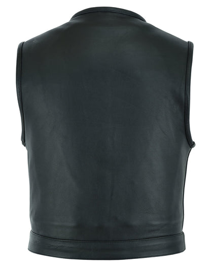 RC Men's Drop Zone Leather Motorcycle Vest – Black